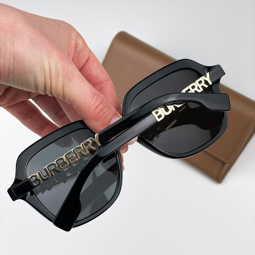 Burberry BE4389 Joni 300187  Sunglasses Black Dark Grey Square Women - Picture 7 of 12